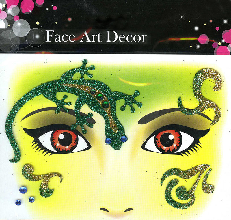 Face Art Decor Glitzer Tattoo Sticker Gecko