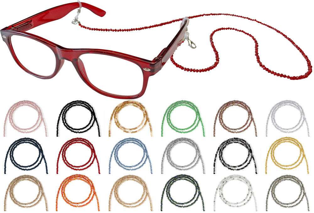 Brillenkette Maskenkette mit Glaskristallperlen - verschiedene Farben