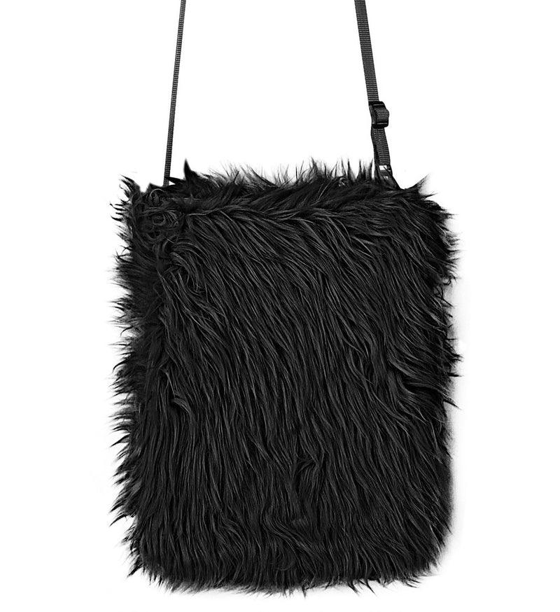 Plüsch Handtasche 20 x 24 cm  | Schwarz