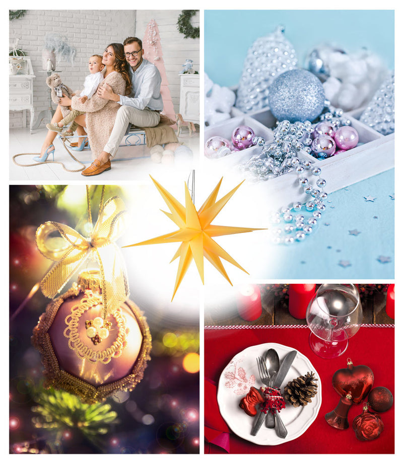 LED Weihnachtsstern 3D Leuchtstern Innen Außen Ø 60cm | 76650 - Adventsstern Gelb