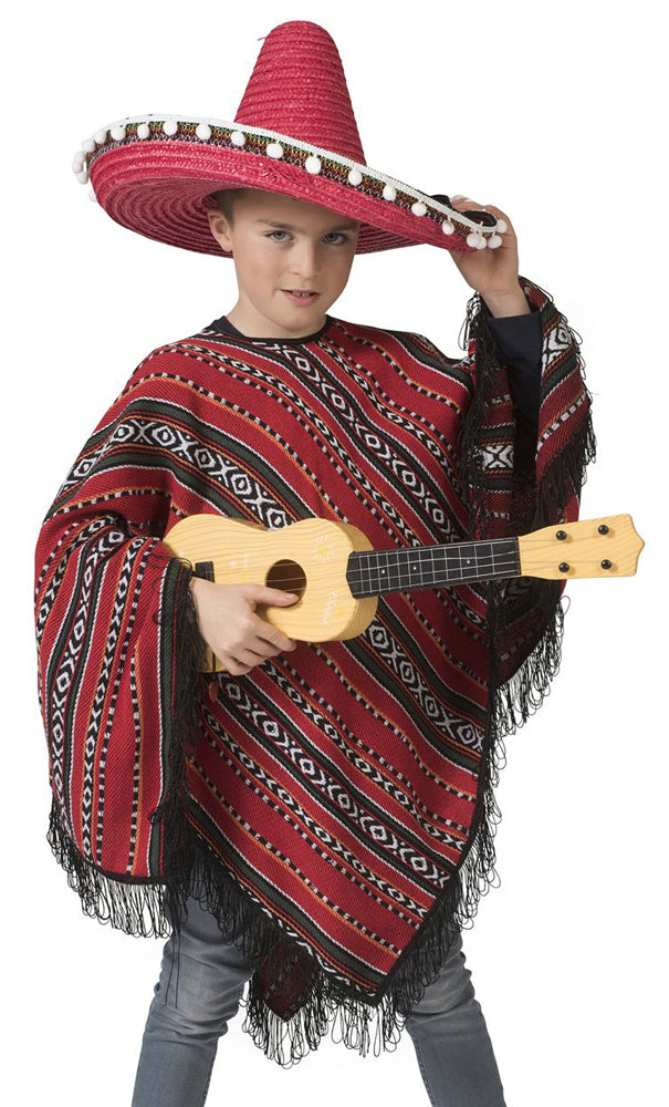 Mexikaner Poncho für Kinder "Milan" | Rot