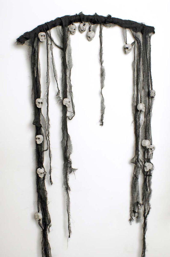 Halloween Dekoration Türvorhang mit Totenköpfen - 175 x 68 cm | Skelett Geister