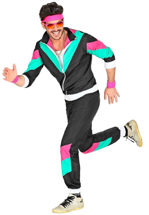 Party Trainingsanzug "80er Jahre" für Erwachsene | Schwarz