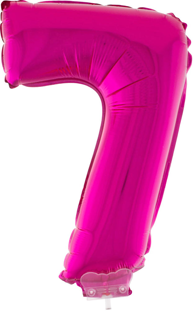 Zahlen Folienballon 41 cm mit Stab - Pink | Dekoration Geburtstag Jahrestag