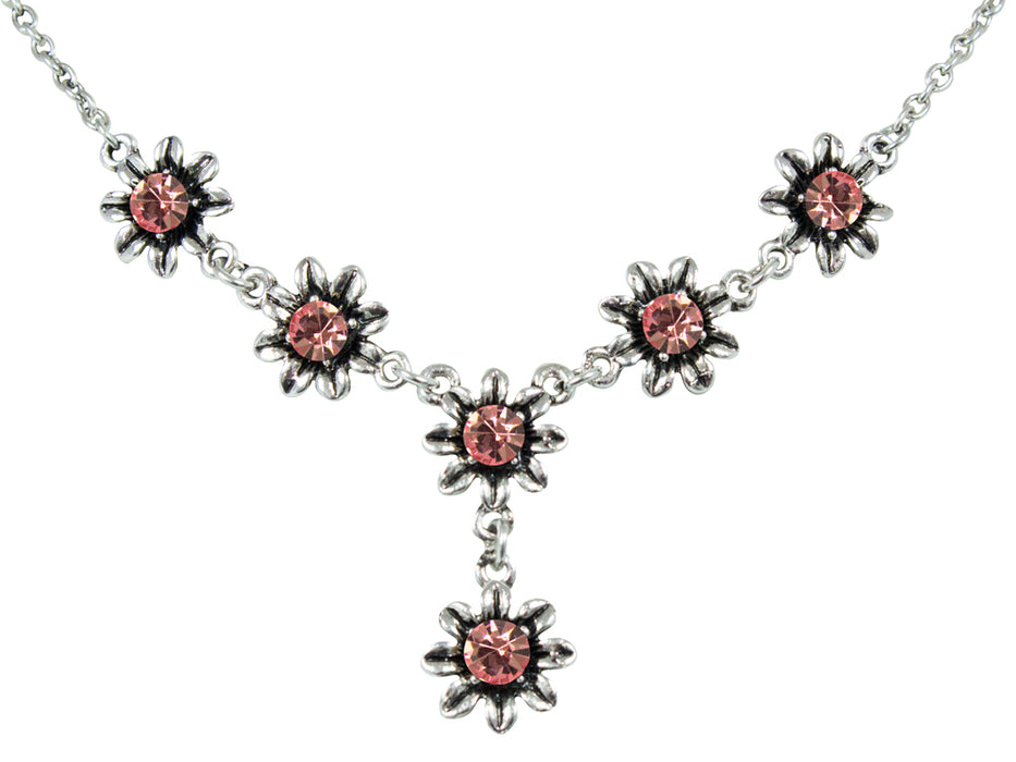 Blumen Collier mit Ohrhängern - Rosa