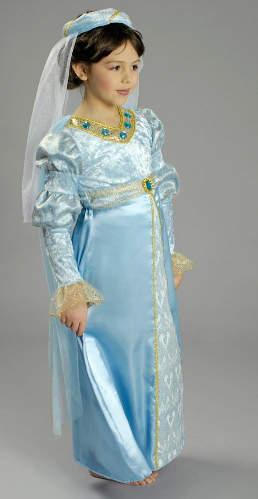 Burgfräulein Bianca Kostüm für Mädchen - Hellblau | Prinzessin Mittelalter Kinder Verkleidung