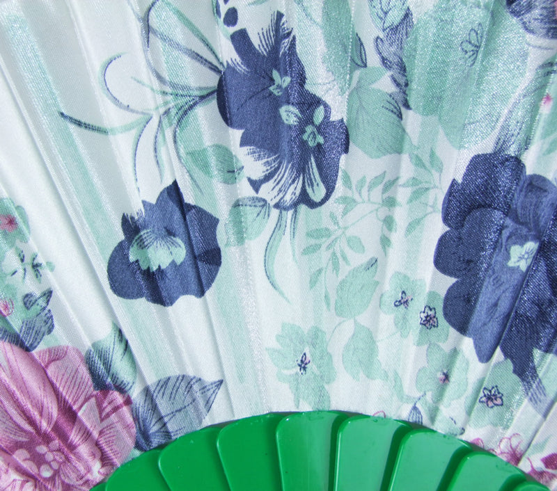 Romantischer Fächer mit Blumendruck - Grün