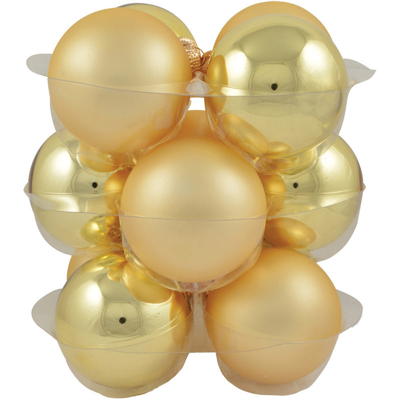 Riffelmacher Glas Weihnachtskugeln im Koffer 26270 | 14 Stück | Ø 8 cm - Gold