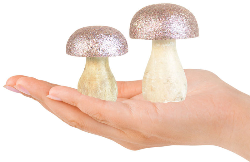 Riffelmacher Dekoration "Pilz" Mangoholz 74584 - 9 cm - Utopiaglitter Rosa