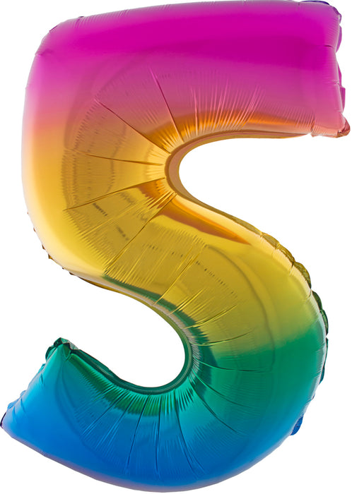 XXL Zahlen Folienballon 100 cm - Regenbogen 5