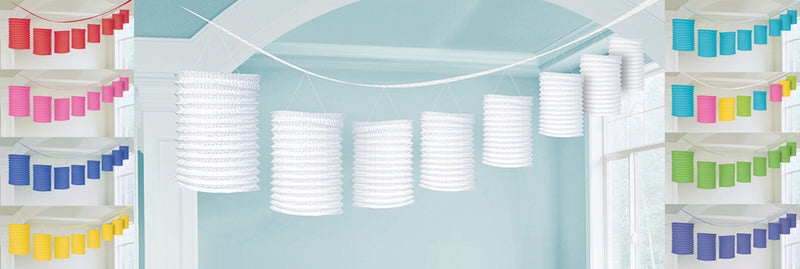 Bunte Papier Dekolaternen-Girlanden 3,6 m - Tolle Party Dekoration Accessoires - Royalblau