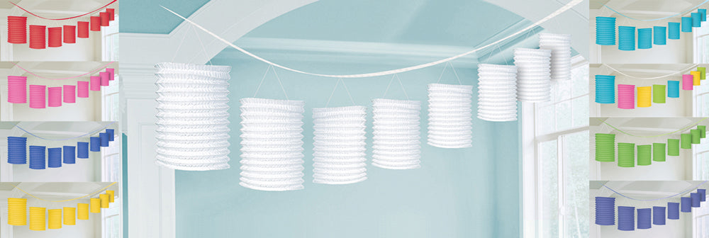 Bunte Papier Dekolaternen-Girlanden 3,6 m - Tolle Party Dekoration Accessoires - Royalblau