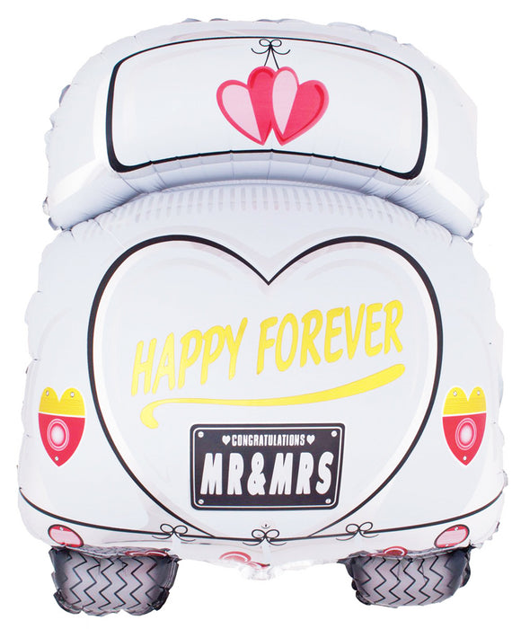 XL Folienballon "Happy Forever" Wedding Car - 80 x 60 cm
