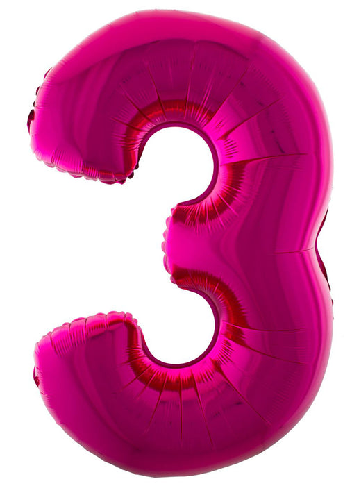 XXL Zahlen Folienballon 100 cm - Pink Zahl 3