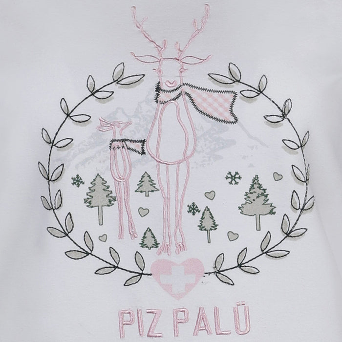 Piz Palü Damen Langarmshirt "Gerach" mit  Hirsch Stickerei  | 010025 - Weiß