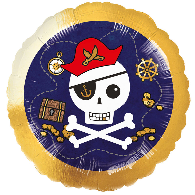 ABC18 Folienballon "Pirates Map" Piraten | Ø 43 cm Blau/Gold