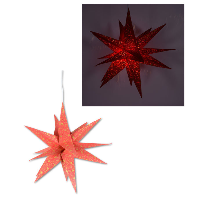 Riffelmacher 3D Fenster Dekostern aus Papier 76626 | ca. 45cm | Rot