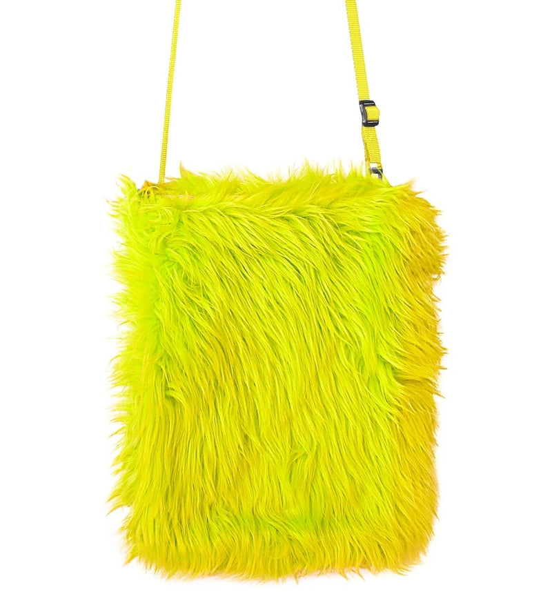 Neon Plüsch Handtasche 24 x 20 cm - Kostüm Zubehör 80er Jahre Rave Fasching Party