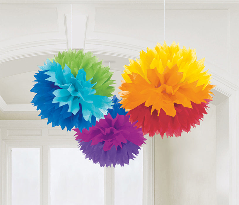 Fluffy Papier Pompons Ø 40 cm - 3 Stück | Farbwahl