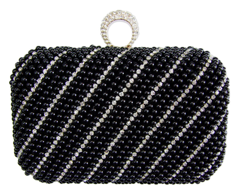 Elegante Handtasche "Pearl" | Clutch Schwarz