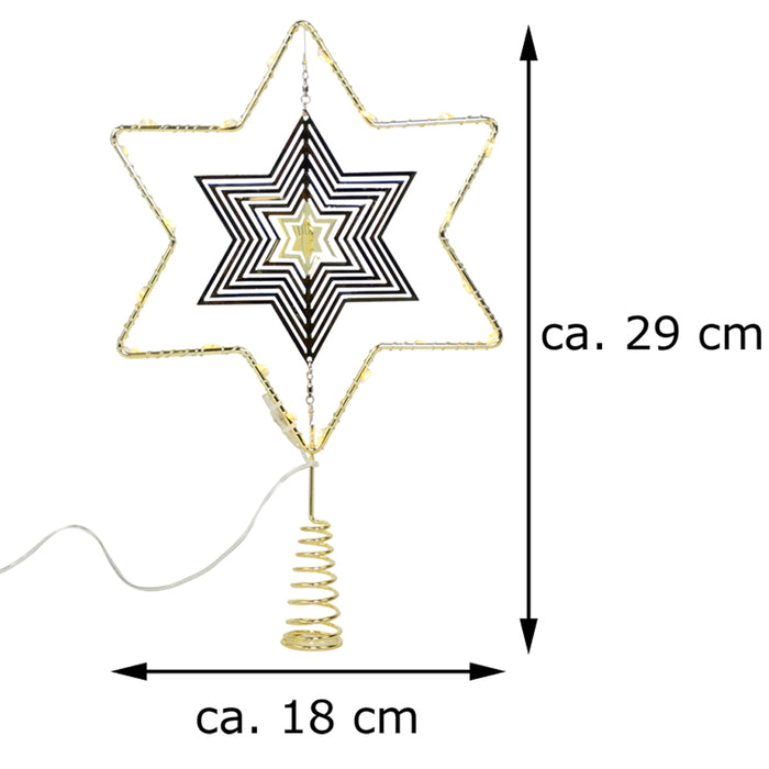 Riffelmacher Baumspitze Stern mit LED Beleuchtung 17753 | Gold 18 x 29 cm