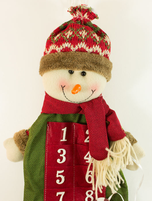 Schneemann Adventskalender zum Befüllen - Rot Grün 75 cm
