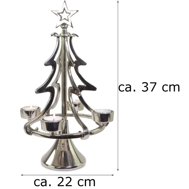 Riffelmacher Kerzenständer Weihnachtsbaum - Silber 22 x 37 cm | 24170 - Adventsdekoration