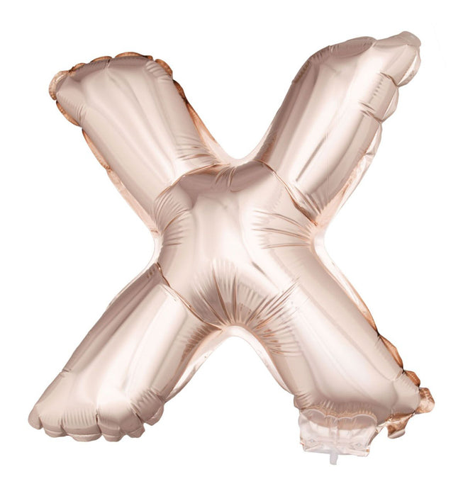 Buchstaben Folienballon mit Stab 41 cm - Roségold Buchstabe X