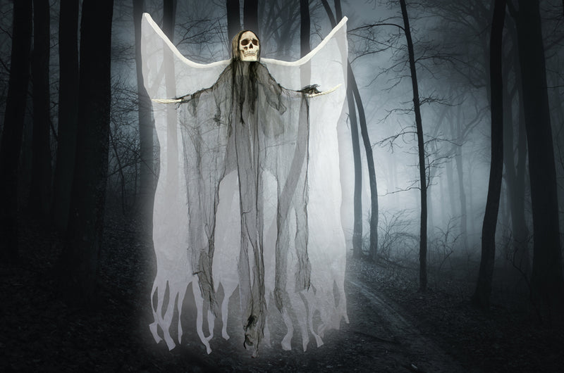 Todesengel mit Flügeln und Totenkopf - 180 cm | Halloween Dekoration Hängefigur