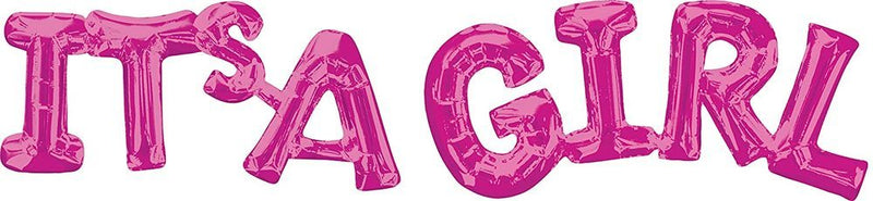 "It´s a Girl" Buchstaben Folienballons - Zwei Ballons mit 43 cm Höhe - Pink