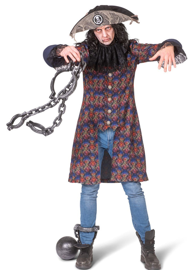 Barock Pirat Musketier Kostüm für Herren mit Totenköpfen - Bunt