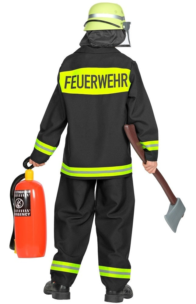 Feuerwehrmann Kostüm für Jungen - Schwarz Gelb | 2-tlg. Anzug