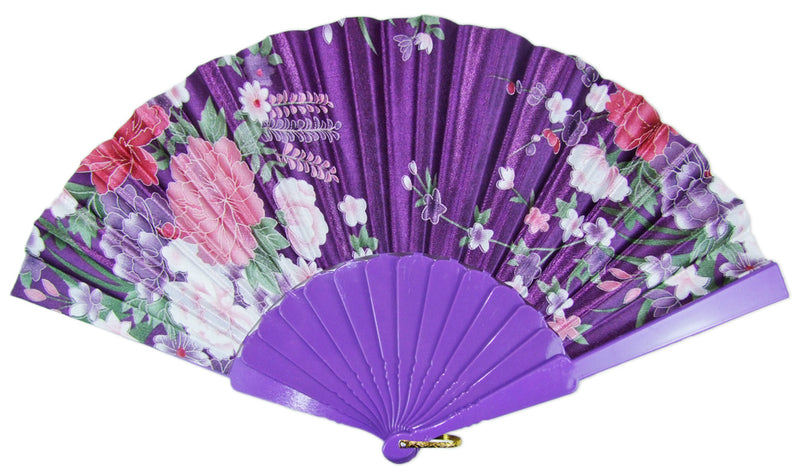 Romantischer Fächer mit Blumendruck - Lila