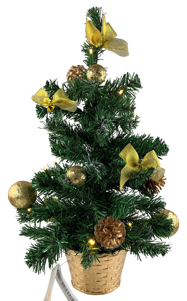 Geschmückter Weihnachtsbaum mit Deko und 20er LED Lichterkette - 50cm | Farbwahl