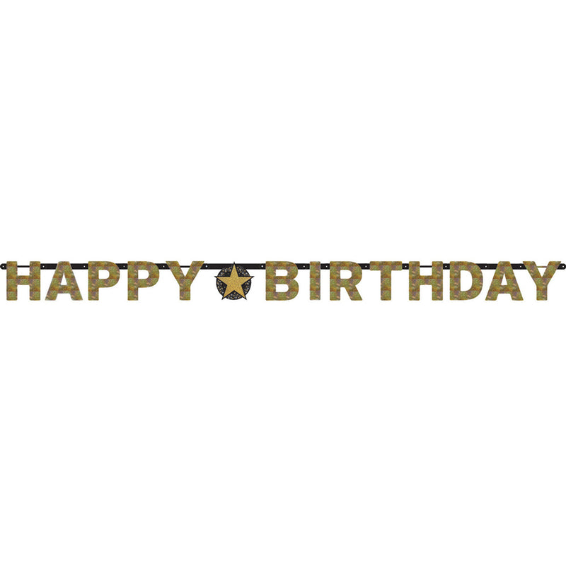Amscan "Sparkling Celebration" Girlande Happy Birthday 213 x 16,2 cm Schwarz Gold - 9901179 | Partyd