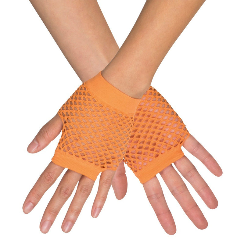 Kurze Fingerlose Netzhandschuhe "New York" | Neon Orange