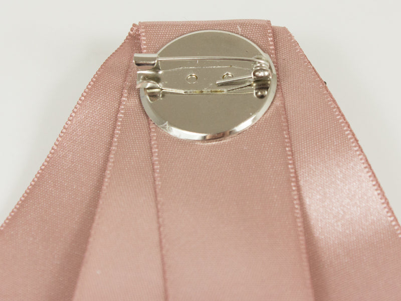 Brosche Barock Schleife mit Schmuckstein und Perlenketten - Altrosa