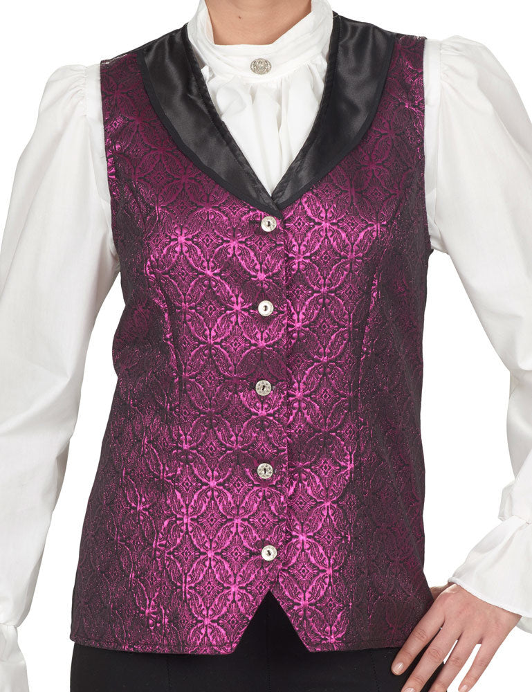 Brokat Weste zum Barock Kostüm für Damen - Pink