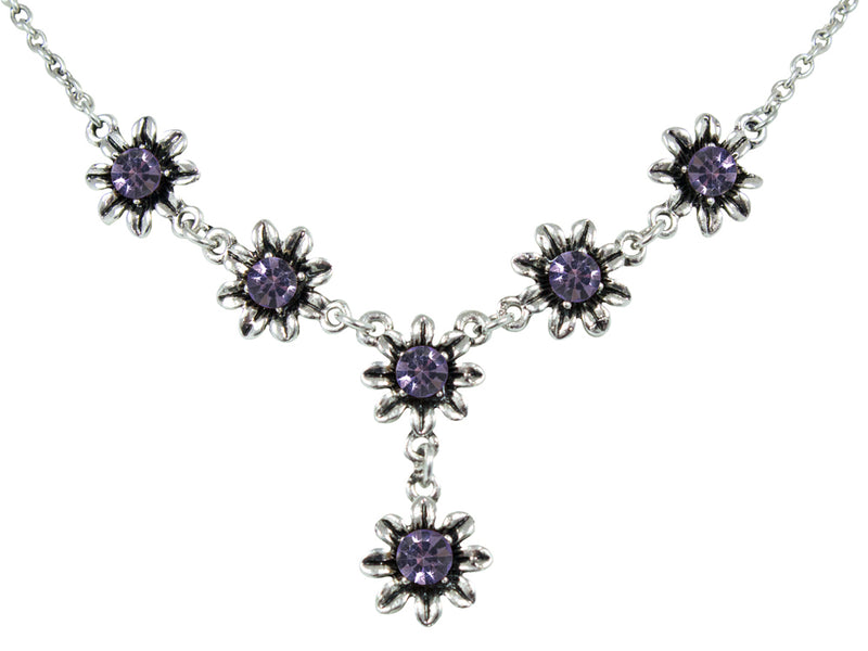 Blumen Collier mit Ohrhängern - Lila
