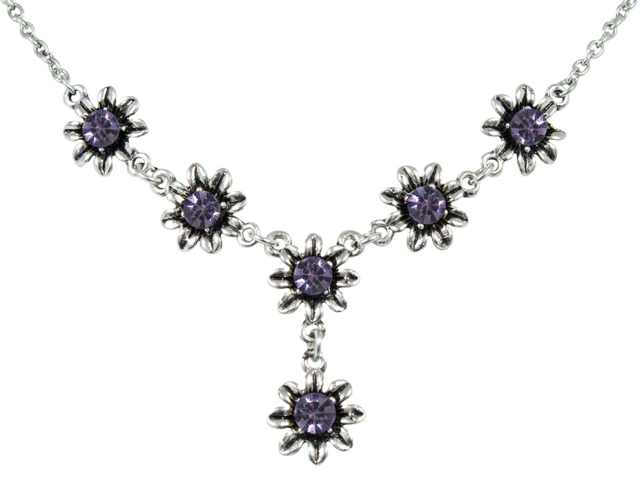 Blumen Collier mit Ohrhängern - Lila