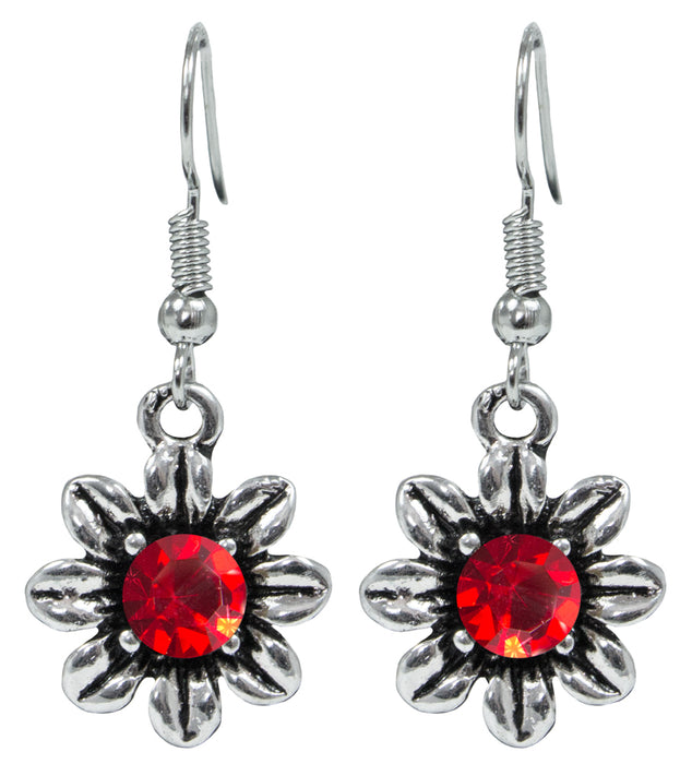 Blumen Collier mit Ohrhängern - Rot