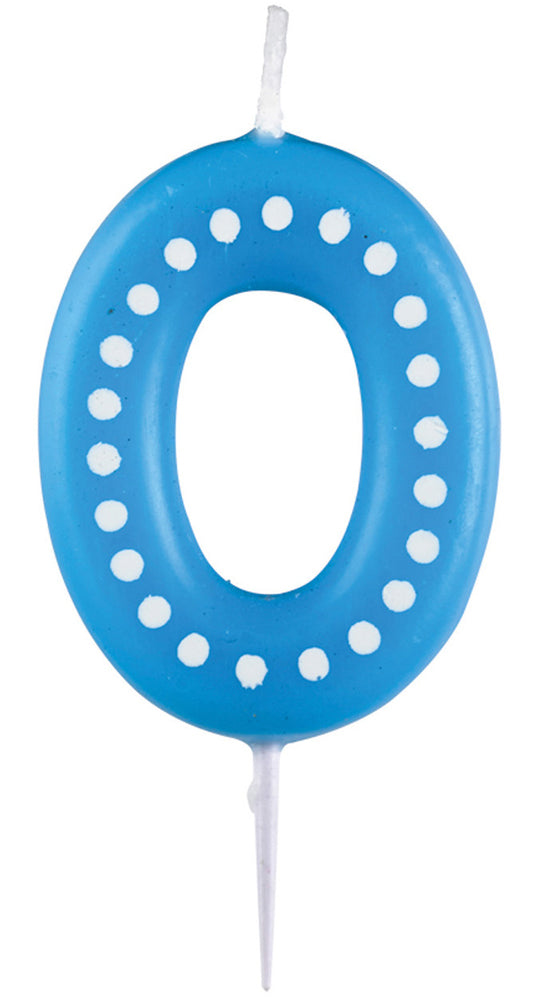 Zahlenkerze mit Punkten 6,5cm | Blau # 0