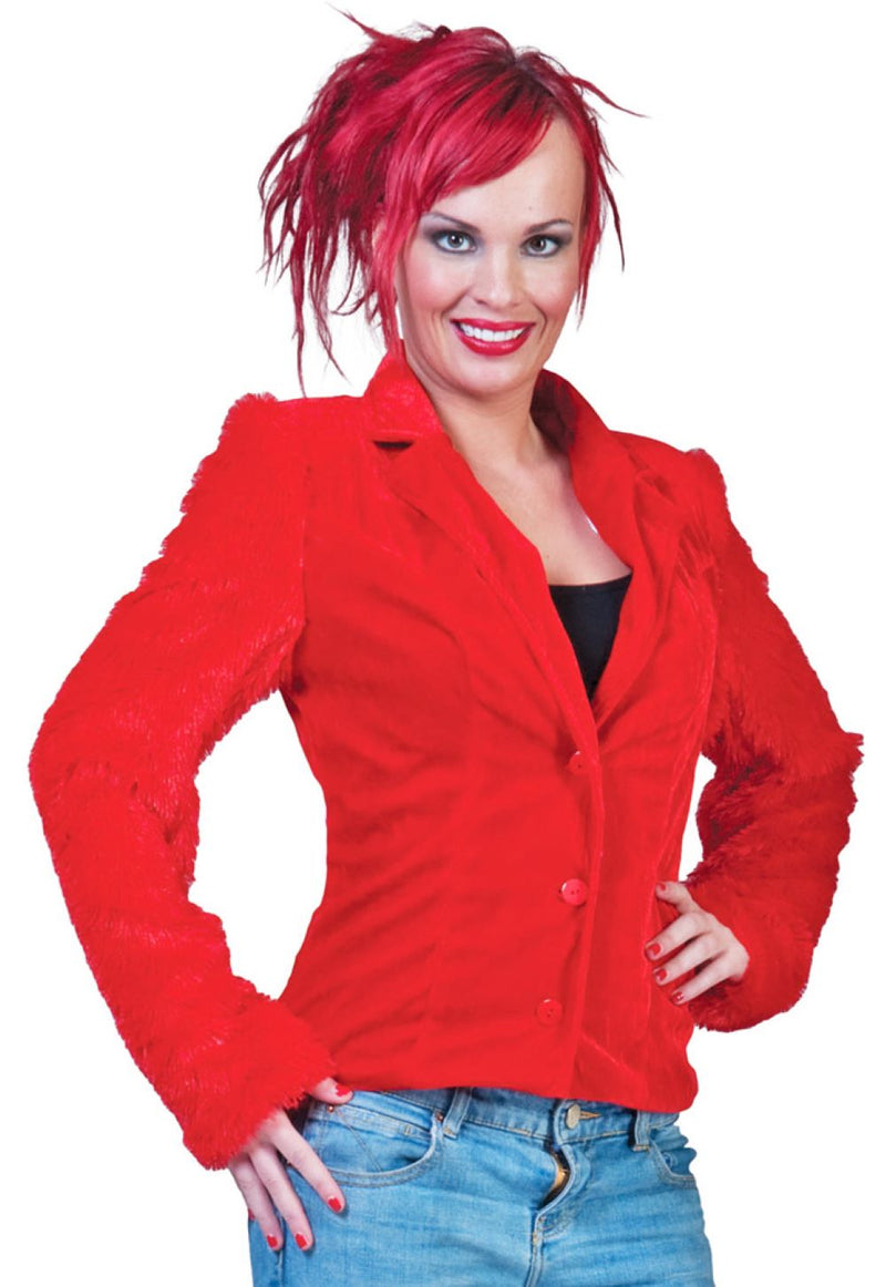 Hippie Jacke Grace in Plüsch-Optik für Damen - Rot