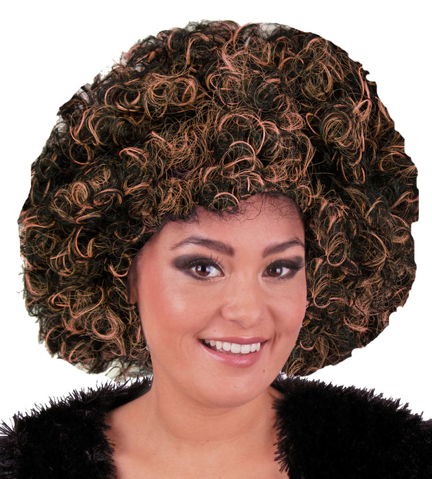 Afro Locken Perücke - Braun Schwarz meliert