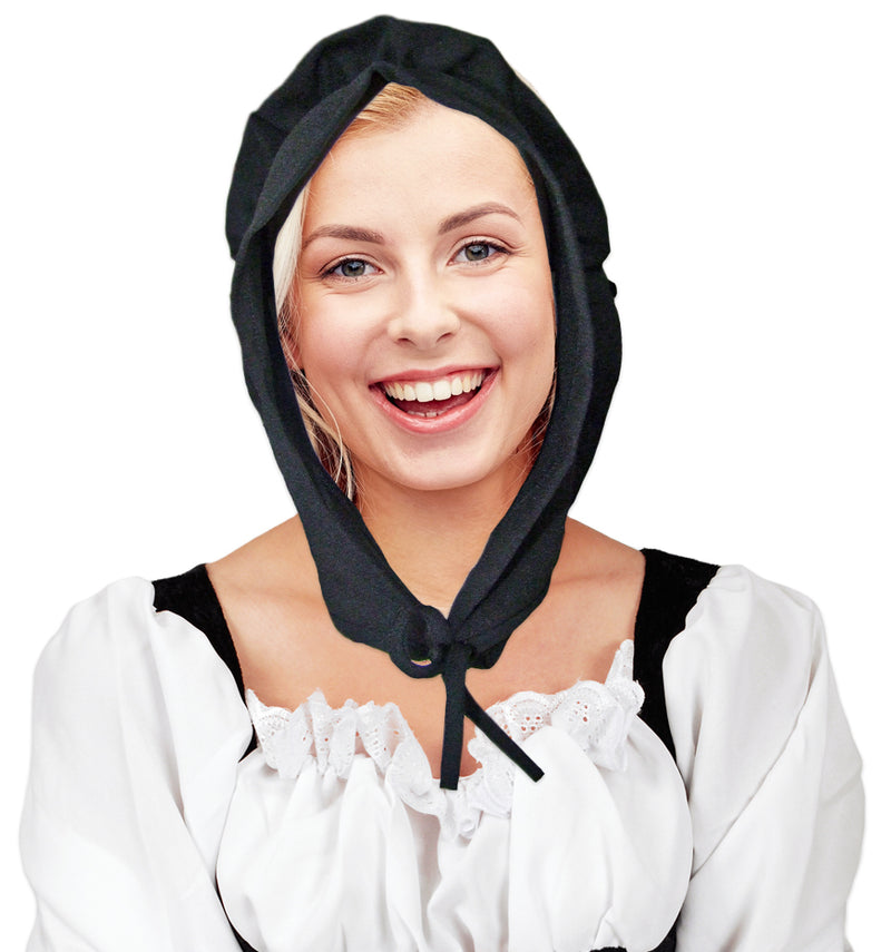 Mittelalter Magd Haube Marktfrau Schwarz