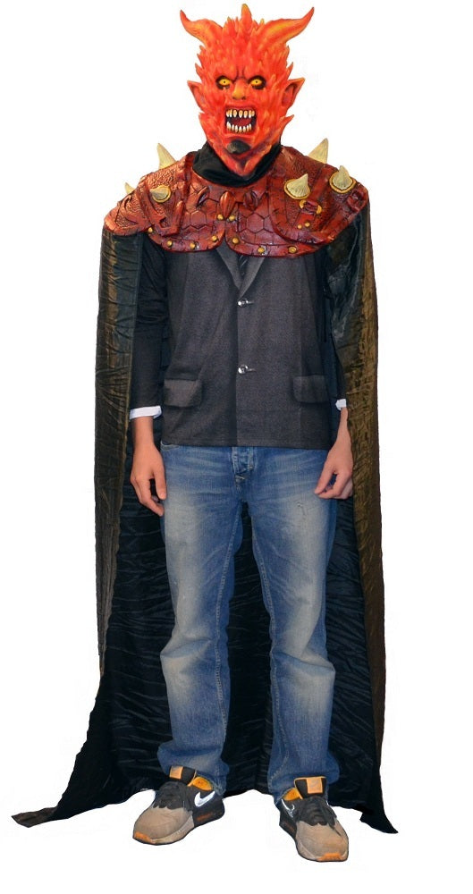 Feuerteufel Kostüm - Gesichtsmaske mit Umhang