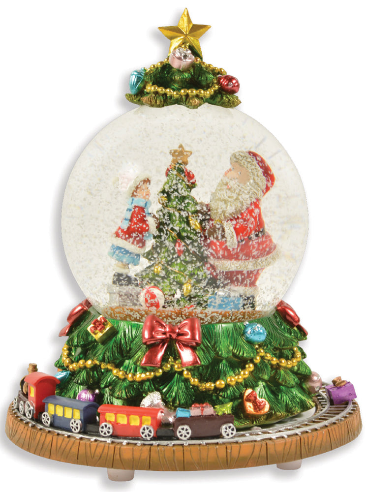 Riffelmacher Spieluhr Schneekugel "Weihnachtsbaum mit umfahrender Eisenbahn" 72292 | 18 x 14 cm