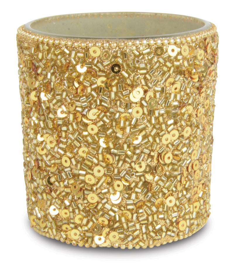 Riffelmacher XL Windlicht mit Pailletten 70614 - Gold 7x9cm