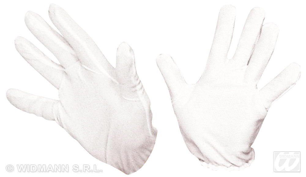 Kurze Handschuhe Erwachsene mit Biesen | Weiß | Kostüm Zubehör für Weihnachtsmann, Zauberer & Fest