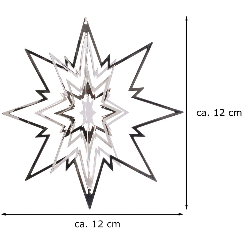 Riffelmacher Deko Stern zum Hängen 3D - Silber 12cm